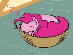 Size: 1800x1350 | Tagged: safe, artist:flutterluv, character:pinkie pie, species:earth pony, species:pony, behaving like a cat, curled up, cute, dawwww, diapinkes, eyes closed, female, if i fits i sits, mare, sleeping, solo, zzz