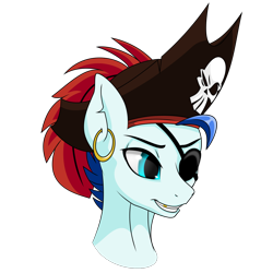 Size: 1500x1500 | Tagged: safe, artist:up1ter, oc, species:earth pony, species:pony, bust, clothing, ear piercing, earring, eyepatch, hat, jewelry, piercing, pirate, pirate hat, portrait, simple background, solo, transparent background