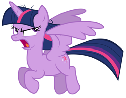 Size: 9000x7000 | Tagged: safe, artist:tardifice, character:mean twilight sparkle, character:twilight sparkle, character:twilight sparkle (alicorn), species:alicorn, species:pony, episode:the mean 6, g4, my little pony: friendship is magic, absurd resolution, clone, female, flying, mare, mocking, open mouth, photoshop, simple background, solo, transparent background, vector