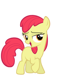 Size: 7000x8700 | Tagged: safe, artist:tardifice, edit, editor:slayerbvc, character:apple bloom, species:earth pony, species:pony, episode:crusaders of the lost mark, g4, my little pony: friendship is magic, absurd resolution, accessory-less edit, female, filly, lidded eyes, missing accessory, open mouth, raised hoof, simple background, solo, transparent background, vector, vector edit