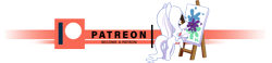 Size: 1280x298 | Tagged: safe, artist:arctic-fox, oc, oc only, oc:ashley fox, species:earth pony, species:pony, bipedal, earth pony oc, mouth hold, paintbrush, painting, patreon, patreon logo, simple background, transparent background