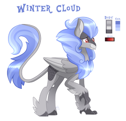 Size: 2785x2689 | Tagged: safe, artist:sugaryicecreammlp, oc, oc only, oc:winter cloud, parent:rain shine, hippogriff hybrid, hybrid, interspecies offspring, kirin hybrid, male, offspring, parent:sky beak, raised claw, reference sheet, simple background, solo, transparent background