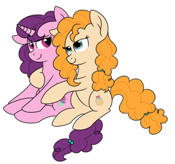Size: 3000x2804 | Tagged: safe, artist:rainbowtashie, character:pear butter, character:sugar belle, species:pony, hug, mother and daughter-in-law, simple background, transparent background