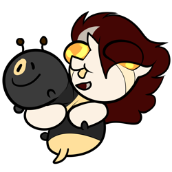 Size: 3000x3000 | Tagged: safe, artist:biepbot, artist:detpoot, oc, oc only, oc:biepbot, bee, bee plush, crying, cute, happy, horn, original species, plushie, simple background, tears of joy, tongue out, transparent background, waspling
