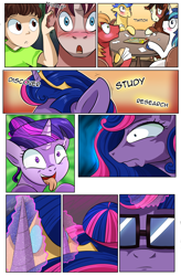 Size: 1800x2740 | Tagged: safe, artist:candyclumsy, commissioner:bigonionbean, writer:bigonionbean, character:big mcintosh, character:flash sentry, character:shining armor, character:trouble shoes, character:twilight sparkle, character:twilight sparkle (alicorn), oc, oc:king speedy hooves, oc:queen galaxia, oc:tommy the human, species:alicorn, species:human, species:pony, comic:fusing the fusions, comic:royal drama, alicorn oc, comic, crazy face, ear scratch, faec, fusion, fusion:king speedy hooves, fusion:queen galaxia, human oc, psycho, semi-grimdark series, suggestive series
