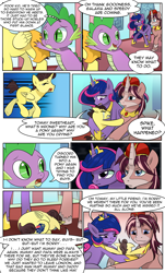 Size: 1800x2984 | Tagged: safe, artist:candyclumsy, commissioner:bigonionbean, writer:bigonionbean, character:spike, oc, oc:king speedy hooves, oc:queen galaxia, species:alicorn, species:human, species:pony, comic:fusing the fusions, comic:tommy finds home, alicorn oc, bawling, caring, child, colt, comic, crying, cute, cutie mark, dialogue, foal, fusion, fusion:king speedy hooves, fusion:queen galaxia, hug, human oc, implied murder, love, loving gaze, male, sad, semi-grimdark series, suggestive series, tragedy, transformed