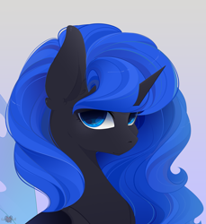 Size: 2471x2700 | Tagged: safe, artist:xsatanielx, rcf community, oc, oc only, oc:blue visions, species:changeling, blue changeling, changeling oc, commission, female, solo