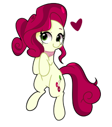 Size: 1280x1451 | Tagged: safe, artist:turtlefarminguy, character:cherry jubilee, species:earth pony, species:pony, female, heart, mare, rearing, simple background, smiling, solo, transparent background
