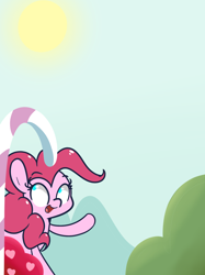 Size: 1280x1707 | Tagged: safe, artist:turtlefarminguy, character:pinkie pie, species:earth pony, species:pony, female, mare, open mouth, sun