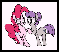 Size: 1280x1138 | Tagged: safe, artist:turtlefarminguy, character:maud pie, character:pinkie pie, species:earth pony, species:pony, alternate hairstyle, excited, female, irrational exuberance, mare, maudalina daisy pie, out of character, simple background, sisters, smiling, white background, wrong cutie mark