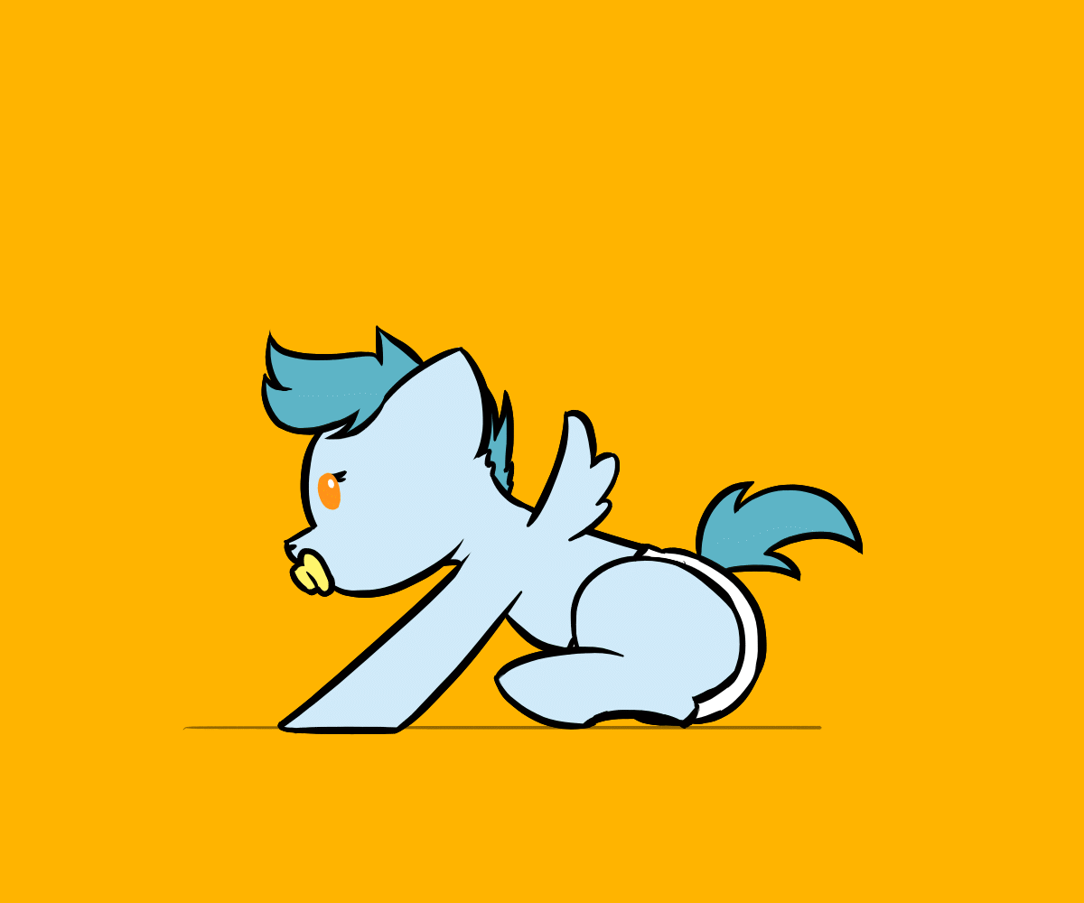 Size: 1200x1000 | Tagged: safe, artist:captainhoers, oc, oc only, oc:concorde, parent:soarin', parent:spitfire, parents:soarinfire, species:pony, animated, baby, baby pony, butt scootin', cute, dawwww, female, filly, foal, frame by frame, gif, ocbetes, offspring, orange background, pacifier, scooting, simple background, solo