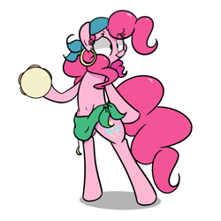 Size: 1280x1280 | Tagged: safe, artist:turtlefarminguy, character:pinkie pie, species:pony, bipedal, clothing, cute, diapinkes, ear piercing, earring, female, gypsy pie, jewelry, musical instrument, piercing, romani, simple background, solo, tambourine, white background