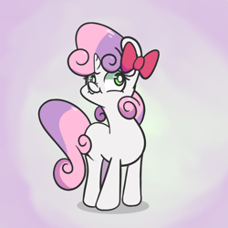 Size: 1280x1280 | Tagged: safe, artist:turtlefarminguy, character:sweetie belle, species:pony, bow, cute, hair bow, smiling