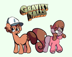 Size: 1280x1024 | Tagged: safe, artist:turtlefarminguy, species:pony, blank flank, clothing, dipper pines, gravity falls, mabel pines, ponified