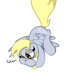 Size: 1280x1280 | Tagged: safe, artist:turtlefarminguy, character:derpy hooves, species:pony, blushing, flying, looking down, ouch