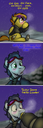 Size: 800x2377 | Tagged: safe, artist:captainhoers, character:soarin', character:spitfire, species:pegasus, species:pony, ship:soarinfire, beard, blushing, comic, crying, dialogue, facial hair, female, firestarter spitfire, frost breath, goggles, hoof in mouth, hoof over mouth, male, night, shipping, straight, teary eyes, thermos, visible breath, vulgar