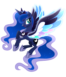 Size: 2088x2455 | Tagged: safe, artist:sugaryicecreammlp, character:princess luna, species:alicorn, species:pony, friendship is magic: rainbow roadtrip, g4, my little pony: friendship is magic, colored wings, female, flying, hoof shoes, mare, movie accurate, multicolored wings, rainbow wings, simple background, solo, spread wings, transparent background, wing bling, wings