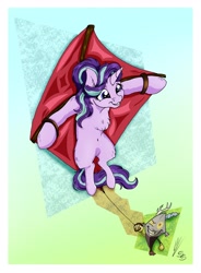 Size: 2500x3400 | Tagged: safe, artist:lupiarts, artist:snoopystallion, character:discord, character:starlight glimmer, species:pony, species:unicorn, chest fluff, collaboration, comic sins, female, kite, objectification, that pony sure does love kites