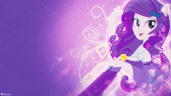 Size: 1920x1080 | Tagged: safe, artist:aqua-pony, artist:illumnious, edit, character:rarity, my little pony:equestria girls, belt, boots, clothing, female, open mouth, ponied up, shoes, skirt, smiling, solo, wallpaper, wallpaper edit