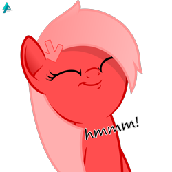 Size: 1778x1778 | Tagged: safe, artist:arifproject, oc, oc only, oc:downvote, species:earth pony, species:pony, derpibooru, derpibooru ponified, cute, eyes closed, female, hmm, mare, meta, ponified, simple background, smiling, solo, transparent background, vector