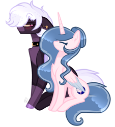 Size: 1540x1700 | Tagged: safe, artist:sugaryicecreammlp, oc, oc only, oc:midnight star, oc:sparkdust knight, species:alicorn, species:bat pony, species:pony, female, floppy ears, male, mare, simple background, stallion, transparent background, two toned wings