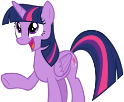 Size: 5646x4658 | Tagged: safe, artist:andoanimalia, character:twilight sparkle, character:twilight sparkle (alicorn), species:alicorn, species:pony, episode:horse play, g4, my little pony: friendship is magic, absurd resolution, cute, female, happy, mare, open mouth, raised hoof, simple background, solo, transparent background, vector
