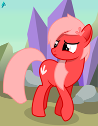 Size: 1600x2038 | Tagged: safe, artist:arifproject, oc, oc only, oc:downvote, species:pony, derpibooru, derpibooru ponified, crystal, looking back, meta, ponified, solo, vector