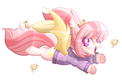 Size: 2285x1561 | Tagged: safe, artist:sugaryicecreammlp, oc, oc:ducky, species:bat pony, species:pony, clothing, duckling, female, mare, simple background, solo, sweater, transparent background