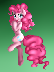 Size: 748x1000 | Tagged: safe, artist:dstears, artist:jbond, edit, character:pinkie pie, species:earth pony, species:pony, bipedal, color edit, colored, cute, diapinkes, female, gradient background, looking at you, mare, open mouth, painting, solo