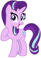 Size: 5402x7649 | Tagged: safe, artist:andoanimalia, character:starlight glimmer, species:pony, species:unicorn, episode:triple threat, g4, my little pony: friendship is magic, absurd resolution, cute, eyelashes, female, glimmerbetes, mare, new look, open mouth, raised hoof, reformed starlight, simple background, solo, transparent background, vector, vector trace