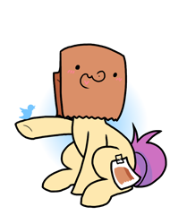 Size: 670x800 | Tagged: safe, artist:paperbagpony, oc, oc:paper bag, meta, paper bag, simple background, twitter, twitter link, white background