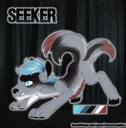 Size: 2205x2240 | Tagged: safe, artist:meowcephei, oc, oc:seeker, commission, hybrid, reference, solo, wolf pony