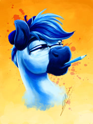Size: 1920x2560 | Tagged: safe, artist:lupiarts, oc, oc only, oc:snoopy stallion, species:pony, bust, contrast, cute, digital art, grumpy, painting, pencil, portrait, save, snobby