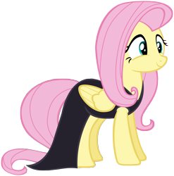 Size: 6357x6444 | Tagged: safe, artist:andoanimalia, character:fluttershy, species:pegasus, species:pony, episode:scare master, g4, my little pony: friendship is magic, absurd resolution, black dress, clothing, cute, dress, female, mare, shyabetes, simple background, smiling, solo, transparent background, vector