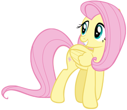 Size: 6702x5803 | Tagged: safe, artist:andoanimalia, character:fluttershy, species:pegasus, species:pony, episode:filli vanilli, g4, my little pony: friendship is magic, absurd resolution, cute, female, mare, shyabetes, simple background, smiling, solo, transparent background, vector, walking