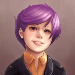 Size: 800x800 | Tagged: safe, artist:ninjaham, character:scootaloo, species:human, species:pegasus, species:pony, bust, creepy, female, humanized, looking at you, portrait, solo, uncanny valley