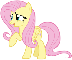 Size: 6729x5692 | Tagged: safe, artist:andoanimalia, character:fluttershy, species:pegasus, species:pony, episode:the hooffields and mccolts, g4, my little pony: friendship is magic, absurd resolution, cute, female, mare, open mouth, raised hoof, simple background, solo, transparent background, vector