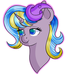 Size: 894x894 | Tagged: safe, artist:rainbowtashie, commissioner:bigonionbean, character:ms. harshwhinny, character:trixie, oc, oc:strict talent, species:pony, species:unicorn, clothing, cute, fusion, fusion:strict talent, hat, star of david