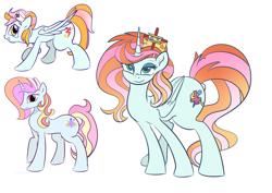 Size: 2115x1500 | Tagged: safe, artist:candyclumsy, commissioner:bigonionbean, oc, oc:exquisite attire, oc:instant care, oc:princess healing glory, species:alicorn, species:pegasus, species:pony, species:unicorn, alicorn oc, alicorn princess, fusion, fusion: princess healing glory, fusion:exquisite attire, fusion:instant care