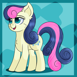 Size: 3000x3000 | Tagged: safe, artist:rainbowtashie, character:bon bon, character:sweetie drops, species:earth pony, species:pony, newbie artist training grounds, atg 2019, cheek fluff, chest fluff, ear fluff, female, lidded eyes, mare, open mouth, simple background, smiling, solo