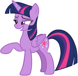 Size: 7803x7628 | Tagged: safe, artist:andoanimalia, character:twilight sparkle, character:twilight sparkle (alicorn), species:alicorn, species:pony, episode:sparkle's seven, g4, my little pony: friendship is magic, absurd resolution, female, flattered, lidded eyes, mare, raised hoof, simple background, solo, transparent background, vector