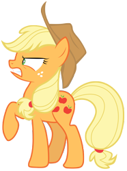 Size: 7000x9400 | Tagged: safe, artist:tardifice, character:applejack, species:earth pony, species:pony, episode:horse play, g4, my little pony: friendship is magic, absurd resolution, angry, clothing, cowboy hat, female, freckles, hat, mare, raised hoof, simple background, solo, stetson, transparent background, vector