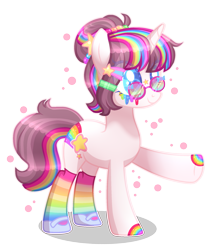 Size: 1773x2029 | Tagged: safe, artist:sugaryicecreammlp, oc, oc only, oc:sweet dreams, species:pony, species:unicorn, clothing, colored hooves, female, mare, rainbow socks, simple background, socks, solo, striped socks, transparent background