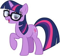 Size: 6404x5999 | Tagged: safe, artist:andoanimalia, character:twilight sparkle, character:twilight sparkle (scitwi), species:pony, species:unicorn, equestria girls:spring breakdown, g4, my little pony: equestria girls, my little pony:equestria girls, spoiler:eqg series (season 2), absurd resolution, cutie mark, equestria girls ponified, female, glasses, happy, open mouth, ponified, raised hoof, simple background, solo, transparent background, unicorn sci-twi, vector
