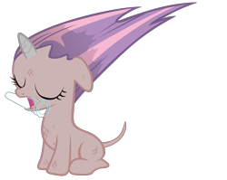 Size: 8800x7000 | Tagged: safe, artist:tardifice, edit, editor:slayerbvc, character:sweetie belle, species:pony, species:unicorn, absurd resolution, bad mane day, bald, blank flank, burnt, dirty, edited edit, eyes closed, female, filly, floppy ears, furless, furless edit, mouth hold, nude edit, nudity, scorched, shaved, shaved tail, simple background, solo, sweetie bald, sweetie fail, transparent background, vector, vector edit, vial