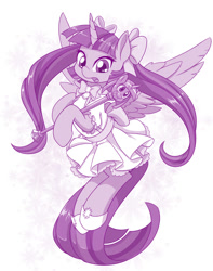 Size: 1080x1372 | Tagged: safe, artist:dstears, character:twilight sparkle, character:twilight sparkle (alicorn), species:alicorn, species:pony, my little pony: the manga, spoiler:manga, spoiler:manga1, clothing, cute, female, looking at you, magical girl, mare, monochrome, my little pony: the manga volume 1, purple, scepter, solo, twilight scepter