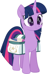 Size: 3169x4940 | Tagged: safe, artist:illumnious, character:twilight sparkle, character:twilight sparkle (alicorn), species:alicorn, species:pony, friendship is magic: rainbow roadtrip, g4, my little pony: friendship is magic, .ai available, absurd resolution, book, female, horn, mare, movie accurate, saddle bag, scroll, simple background, solo, transparent background, vector