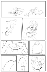 Size: 1800x2740 | Tagged: safe, artist:candyclumsy, commissioner:bigonionbean, writer:bigonionbean, oc, oc:king speedy hooves, oc:queen galaxia, oc:tommy the human, species:human, species:pony, comic:attempt on an alicorn, bad dream, canterlot, cheer up, colt, comic, corpse, crying, dead, embracing, everything is going to be ok, fusion, fusion:king speedy hooves, fusion:queen galaxia, hug, hugging a pony, male, running, semi-grimdark series, sketch, thoughts