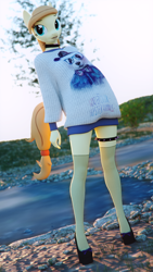 Size: 1080x1920 | Tagged: safe, artist:dashie116, oc, oc only, oc:cream heart, species:anthro, species:earth pony, species:pony, 3d, anthro oc, choker, clothing, female, fishnets, high heels, mare, shoes, source filmmaker, sweater, tail
