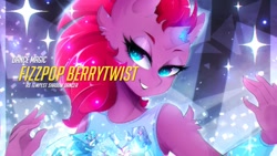 Size: 720x405 | Tagged: safe, artist:koveliana, character:fizzlepop berrytwist, character:tempest shadow, species:anthro, species:pony, species:unicorn, broken horn, dancer, eye scar, female, horn, makeup, play of the game, scar, sparking horn